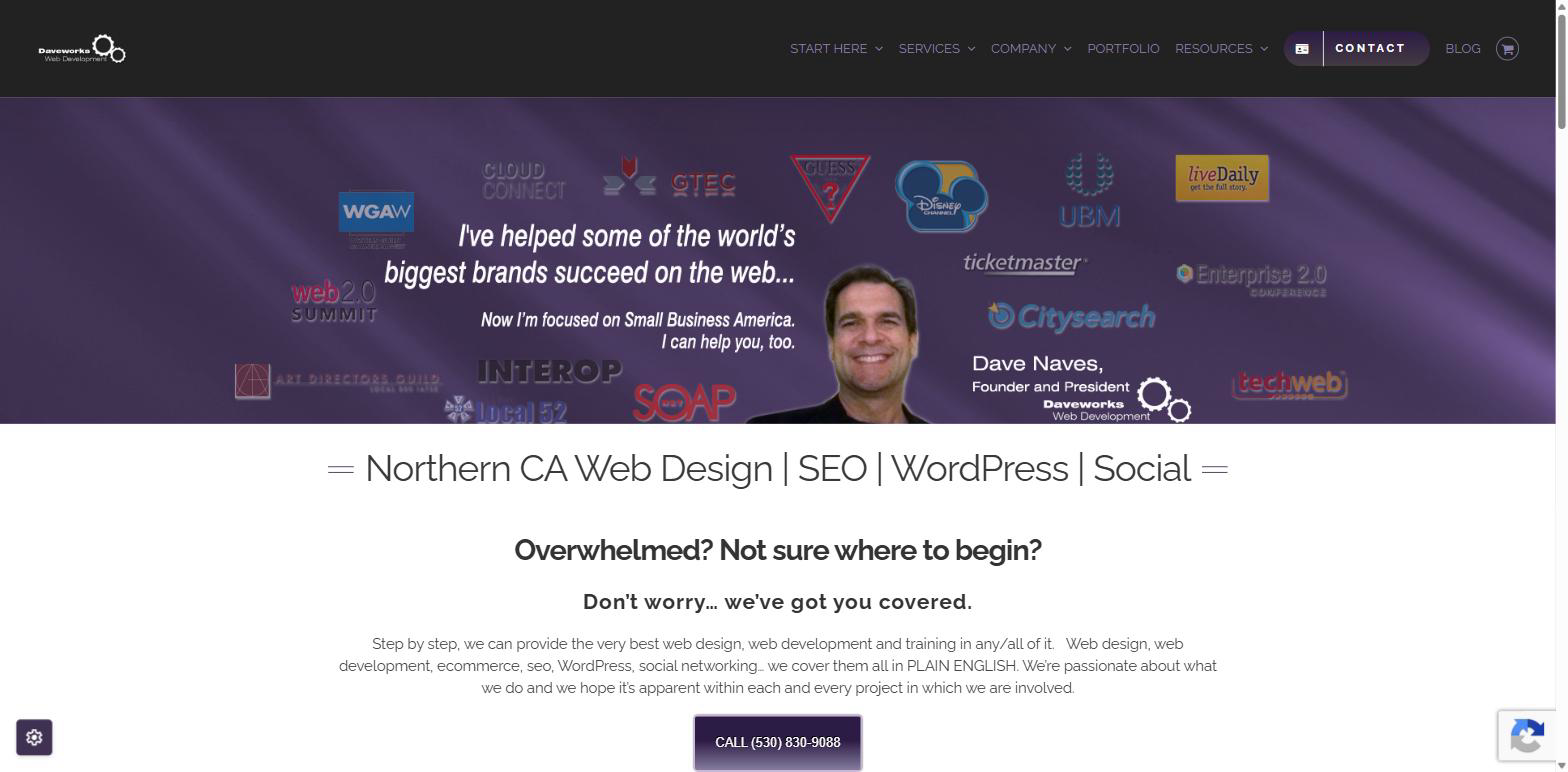 Daveworks homepage screenshot