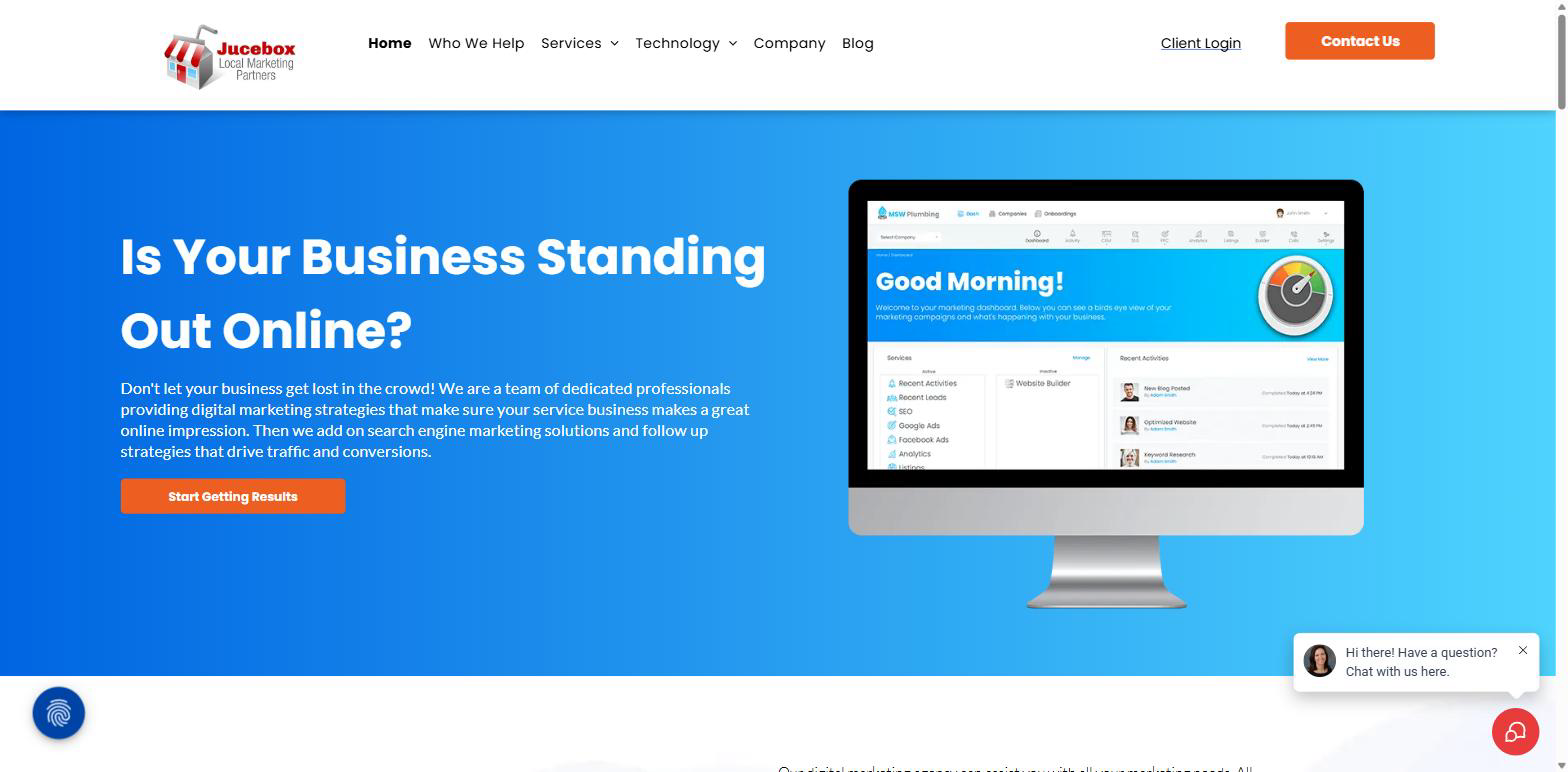 Jucebox Local Marketing Partners homepage screenshot